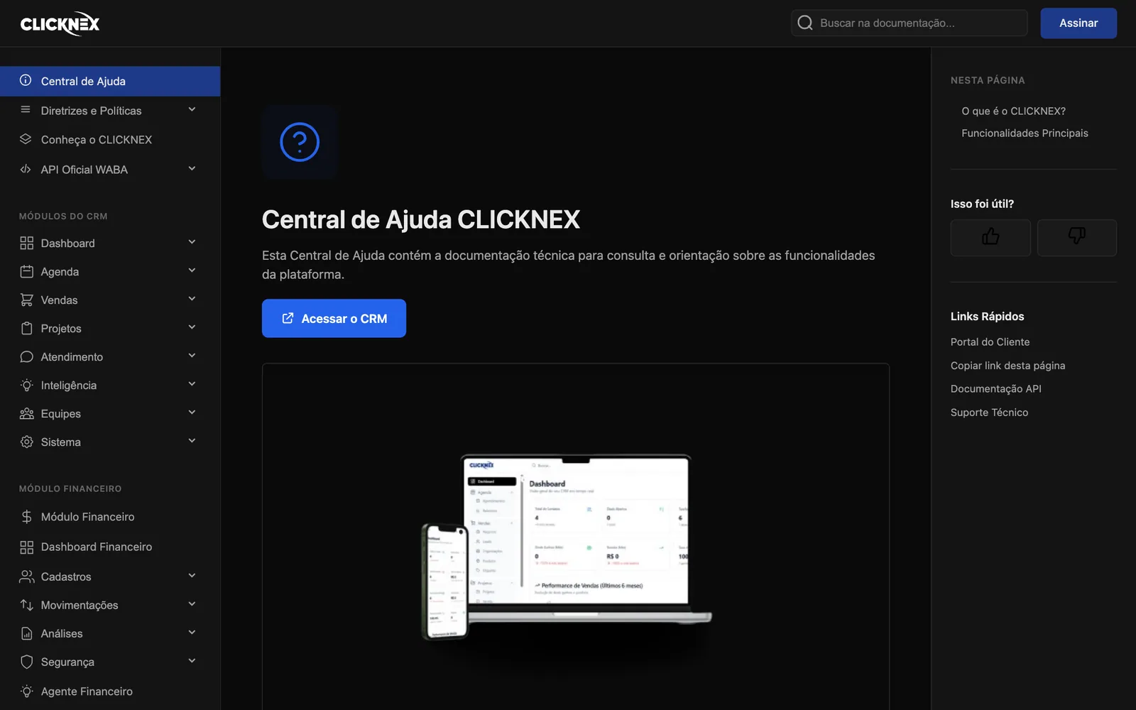 Central de Ajuda da ClickNex — documentação do ClickNex CRM no desktop